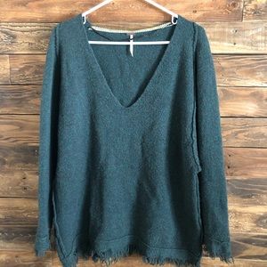 Free People Irresistible Green Fringe Sweater